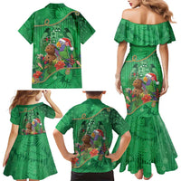 Dominica Christmas Family Matching Mermaid Dress and Hawaiian Shirt I Am Dreaming Of A Green Christmas - Wonder Print Shop