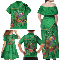 Dominica Christmas Family Matching Off Shoulder Maxi Dress and Hawaiian Shirt I Am Dreaming Of A Green Christmas - Wonder Print Shop