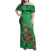 Dominica Christmas Family Matching Off Shoulder Maxi Dress and Hawaiian Shirt I Am Dreaming Of A Green Christmas - Wonder Print Shop