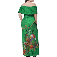 Dominica Christmas Family Matching Off Shoulder Maxi Dress and Hawaiian Shirt I Am Dreaming Of A Green Christmas - Wonder Print Shop