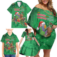Dominica Christmas Family Matching Off Shoulder Short Dress and Hawaiian Shirt I Am Dreaming Of A Green Christmas - Wonder Print Shop