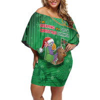 Dominica Christmas Family Matching Off Shoulder Short Dress and Hawaiian Shirt I Am Dreaming Of A Green Christmas - Wonder Print Shop