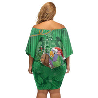 Dominica Christmas Family Matching Off Shoulder Short Dress and Hawaiian Shirt I Am Dreaming Of A Green Christmas - Wonder Print Shop