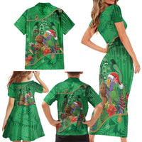 Dominica Christmas Family Matching Short Sleeve Bodycon Dress and Hawaiian Shirt I Am Dreaming Of A Green Christmas - Wonder Print Shop