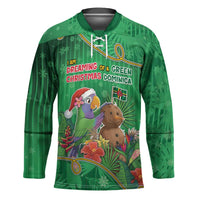 Dominica Christmas Hockey Jersey I Am Dreaming Of A Green Christmas - Wonder Print Shop