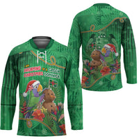 Dominica Christmas Hockey Jersey I Am Dreaming Of A Green Christmas - Wonder Print Shop