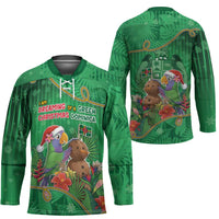 Dominica Christmas Hockey Jersey I Am Dreaming Of A Green Christmas - Wonder Print Shop