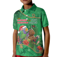 Dominica Christmas Kid Polo Shirt I Am Dreaming Of A Green Christmas - Wonder Print Shop