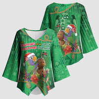 Dominica Christmas Kimono Sleeve Blouse I Am Dreaming Of A Green Christmas - Wonder Print Shop