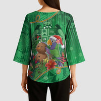 Dominica Christmas Kimono Sleeve Blouse I Am Dreaming Of A Green Christmas - Wonder Print Shop