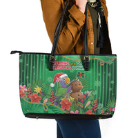 Dominica Christmas Leather Tote Bag I Am Dreaming Of A Green Christmas - Wonder Print Shop
