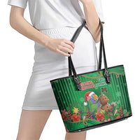 Dominica Christmas Leather Tote Bag I Am Dreaming Of A Green Christmas - Wonder Print Shop
