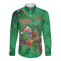 Dominica Christmas Long Sleeve Button Shirt I Am Dreaming Of A Green Christmas - Wonder Print Shop