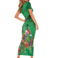 Dominica Christmas Short Sleeve Bodycon Dress I Am Dreaming Of A Green Christmas - Wonder Print Shop
