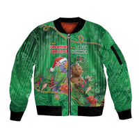 Dominica Christmas Sleeve Zip Bomber Jacket I Am Dreaming Of A Green Christmas - Wonder Print Shop