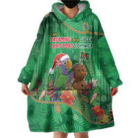 Dominica Christmas Wearable Blanket Hoodie I Am Dreaming Of A Green Christmas - Wonder Print Shop