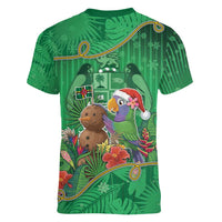 Dominica Christmas Women V-Neck T-Shirt I Am Dreaming Of A Green Christmas - Wonder Print Shop