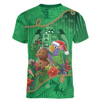 Dominica Christmas Women V-Neck T-Shirt I Am Dreaming Of A Green Christmas - Wonder Print Shop