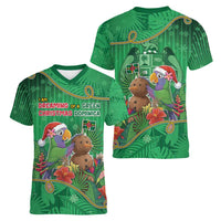 Dominica Christmas Women V-Neck T-Shirt I Am Dreaming Of A Green Christmas - Wonder Print Shop