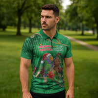 Dominica Christmas Zipper Polo Shirt I Am Dreaming Of A Green Christmas - Wonder Print Shop