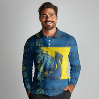 Kievan Rus Long Sleeve Polo Shirt Slavic Dragon Ship - Wonder Print Shop