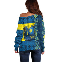 Kievan Rus Off Shoulder Sweater Slavic Dragon Ship - Wonder Print Shop
