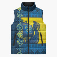 Kievan Rus Sleeveless Puffer Jacket Slavic Dragon Ship - Wonder Print Shop