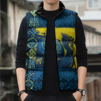 Kievan Rus Sleeveless Puffer Jacket Slavic Dragon Ship - Wonder Print Shop