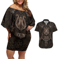 The Viking World Tour Couples Matching Off Shoulder Short Dress and Hawaiian Shirt Ancient Celtic Knot Patterns - Wonder Print Shop