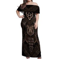 The Viking World Tour Off Shoulder Maxi Dress Ancient Celtic Knot Patterns - Wonder Print Shop