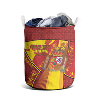 Custom Spain Football Laundry Basket Traditional Spanish Carnation Floral Patriotic Motif