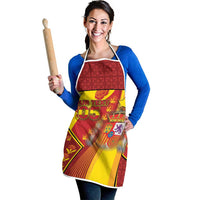 Custom Spain Football Apron Traditional Spanish Carnation Floral Patriotic Motif