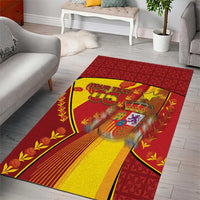 Custom Spain Football Area Rug Traditional Spanish Carnation Floral Patriotic Motif