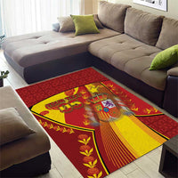 Custom Spain Football Area Rug Traditional Spanish Carnation Floral Patriotic Motif