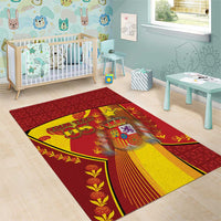 Custom Spain Football Area Rug Traditional Spanish Carnation Floral Patriotic Motif