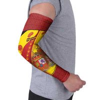 Custom Spain Football Arm Sleeves Traditional Spanish Carnation Floral Patriotic Motif