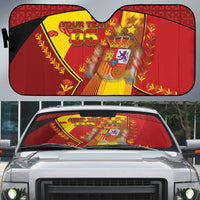 Custom Spain Football Auto Sun Shade Traditional Spanish Carnation Floral Patriotic Motif