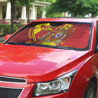 Custom Spain Football Auto Sun Shade Traditional Spanish Carnation Floral Patriotic Motif