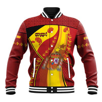 Custom Spain Football Baseball Jacket Traditional Spanish Carnation Floral Patriotic Motif