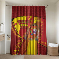 Custom Spain Football Bathroom Set Traditional Spanish Carnation Floral Patriotic Motif