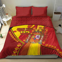 Custom Spain Football Bedding Set Traditional Spanish Carnation Floral Patriotic Motif