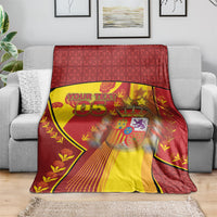 Custom Spain Football Blanket Traditional Spanish Carnation Floral Patriotic Motif