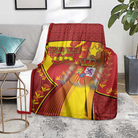 Custom Spain Football Blanket Traditional Spanish Carnation Floral Patriotic Motif