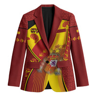 Custom Spain Football Blazer Traditional Spanish Carnation Floral Patriotic Motif