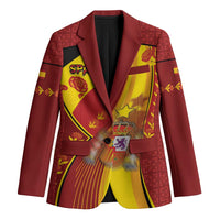 Custom Spain Football Blazer Traditional Spanish Carnation Floral Patriotic Motif