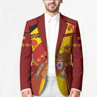 Custom Spain Football Blazer Traditional Spanish Carnation Floral Patriotic Motif