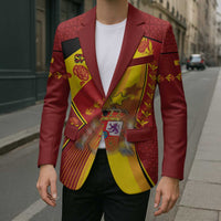 Custom Spain Football Blazer Traditional Spanish Carnation Floral Patriotic Motif