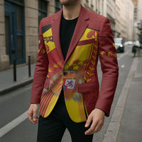 Custom Spain Football Blazer Traditional Spanish Carnation Floral Patriotic Motif