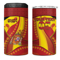 Custom Spain Football 4 in 1 Can Cooler Tumbler Traditional Spanish Carnation Floral Patriotic Motif