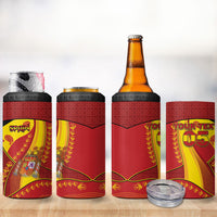 Custom Spain Football 4 in 1 Can Cooler Tumbler Traditional Spanish Carnation Floral Patriotic Motif